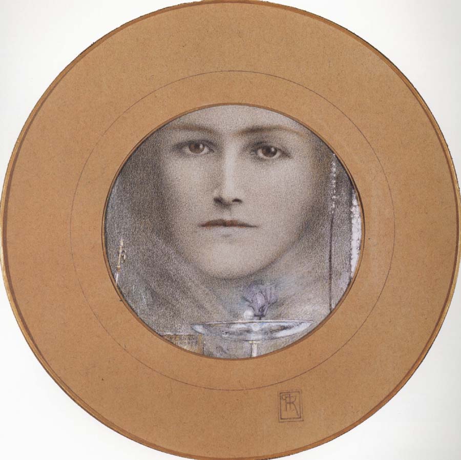 Fernand Khnopff Brown eyes and a Blue Flower